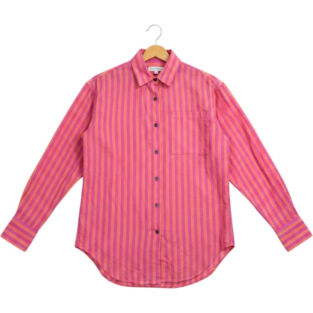 Olivaceous Sarai Stripe Shirt Fuchsia Orange Pink Button Down Long Sleeve Medium